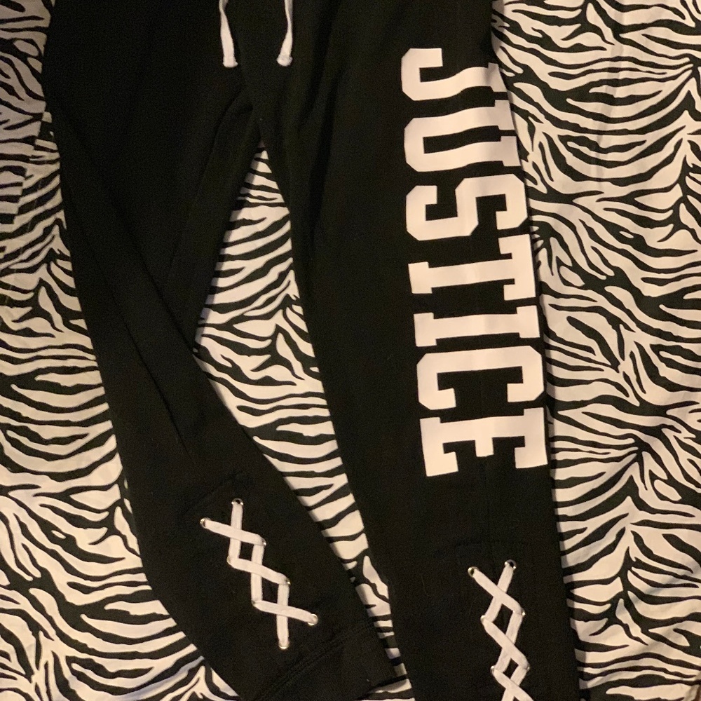 Justice Girls sweatpants Black with White detail